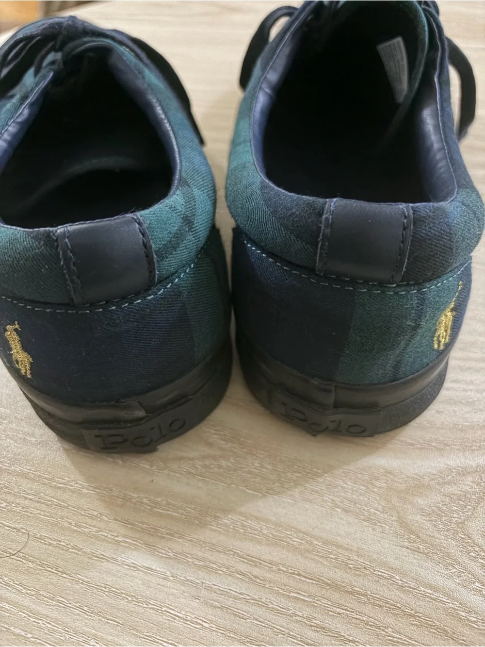 Polo by Ralph Lauren Green & Navy Plaid Canvas Low-Top Sneakers
